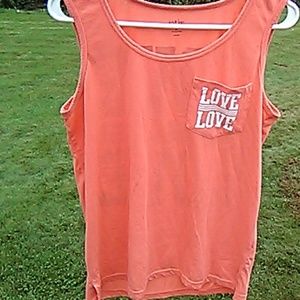 Coral Tank with Love Graphic